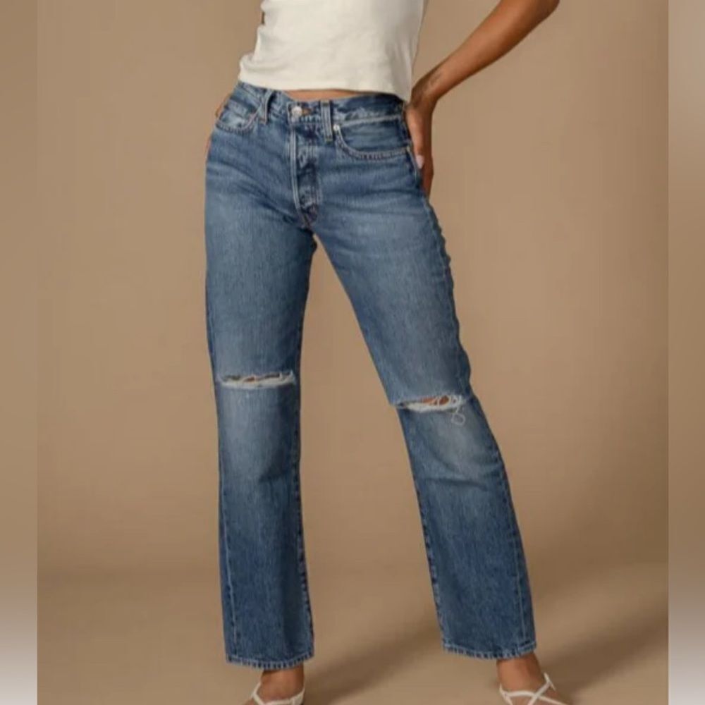 Edwin Sawyer Boyfriend Blue Straight Leg Women's Jeans